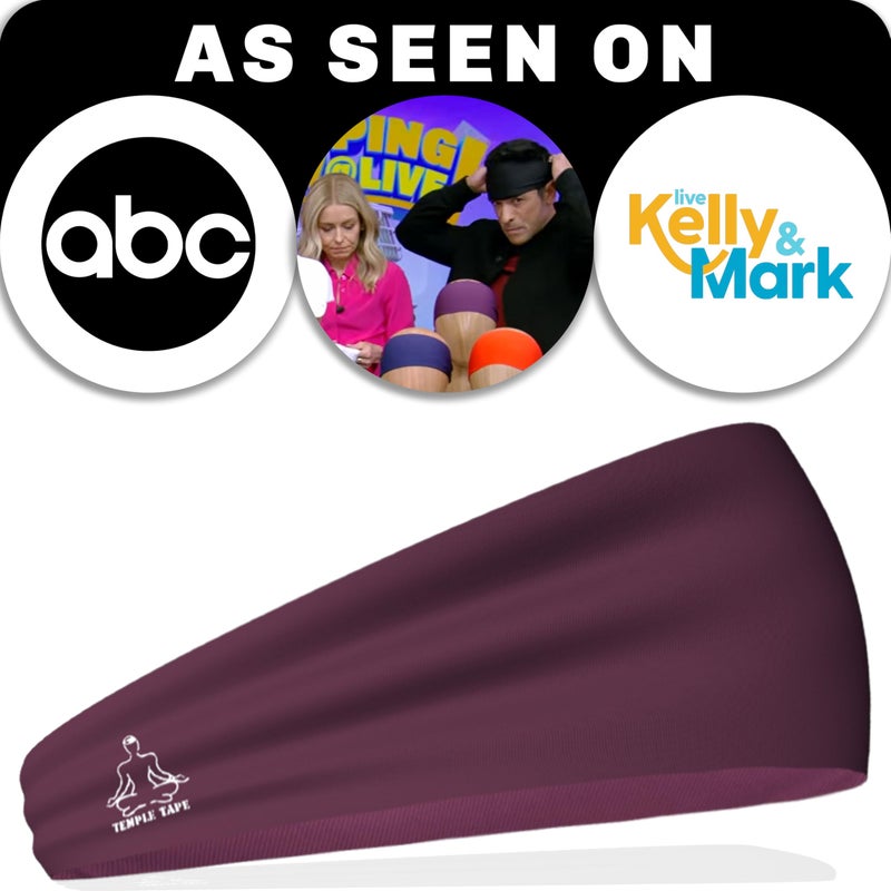 Temple Tape Four Inch Moisture Wicking Workout Sweatband; Absorbs & Evaporates Sweat 8X Faster - Deep Purple - Image 2